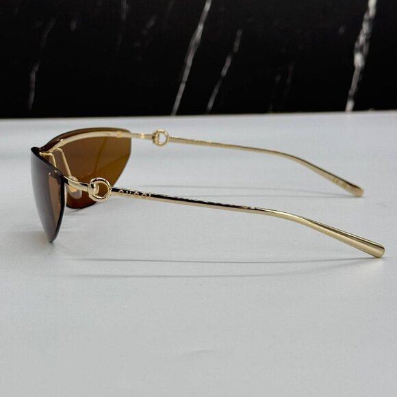 NEW GUCCI WOMEN SHIELD GG1700S 004 SUNGLASSES GOLD BROWN GUCCI EYEWEAR main image 8